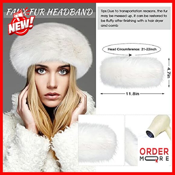 Faux Fur Headband Set with Wrist and Leg Warmers Winter Accessories - Picture 5 of 8